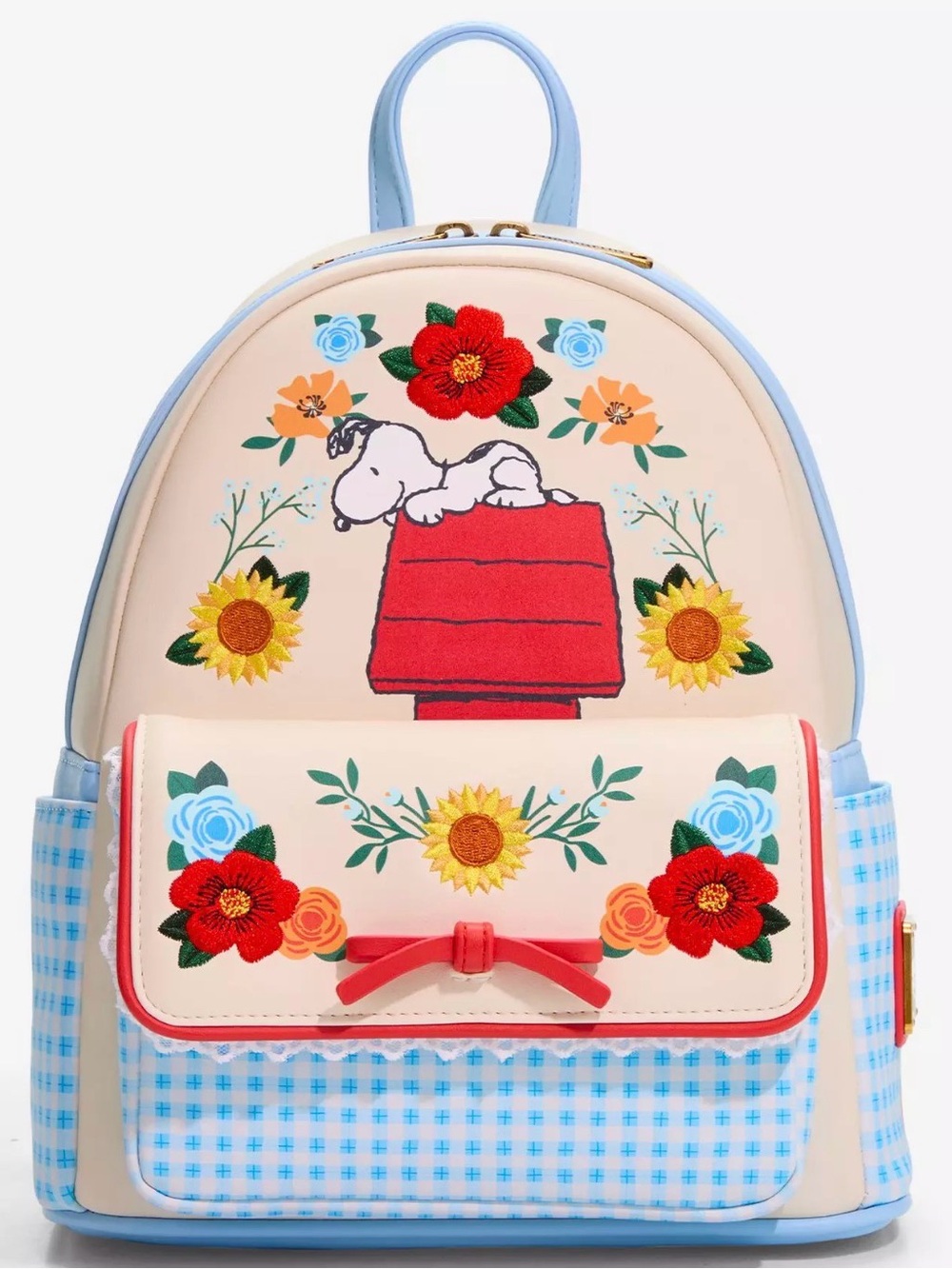 Loungefly Peanuts Snoopy Floral Mini Backpack - Cream, Red & Light Blue